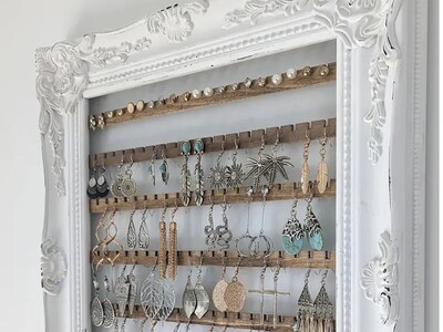 11" Custom Sized Wooden Earring Slats, Hand Made Earring Holder Slats, Custom Hand Cut Wood Bars, DIY Jewelry Organizer, Wood Earring Rows - image6